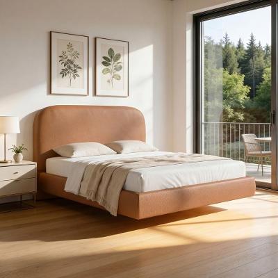 Cama Casal Flutuante Aura W01 com Cabeceira MDF-MDP Marrom Lyam Decor