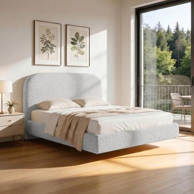 Cama Casal Flutuante Aura W01 com Cabeceira MDF-MDP Cinza Lyam Decor