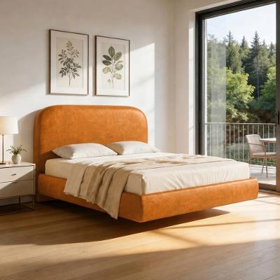 Cama Queen Flutuante Aura W01 com Cabeceira MDF-MDP Amêndoa Lyam Decor