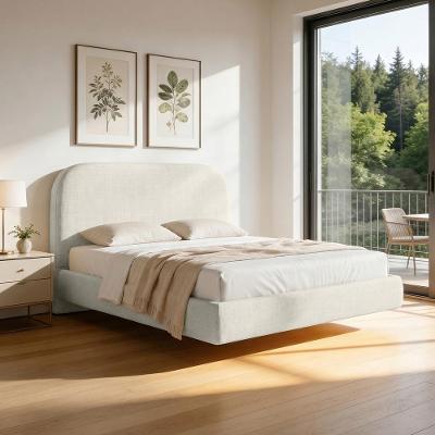Cama Casal Flutuante Aura W01 com Cabeceira MDF-MDP Bege Lyam Decor