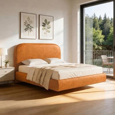 Cama Casal Flutuante Aura W01 com Cabeceira MDF-MDP Canela Lyam Decor