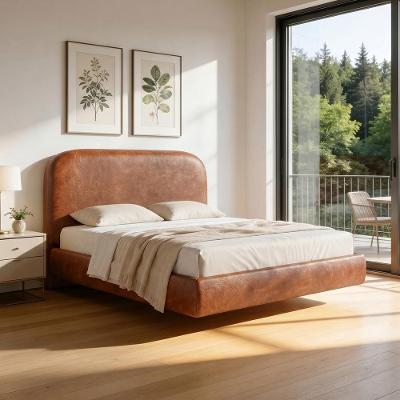 Cama Casal Flutuante Aura W01 com Cabeceira MDF-MDP Camel Lyam Decor