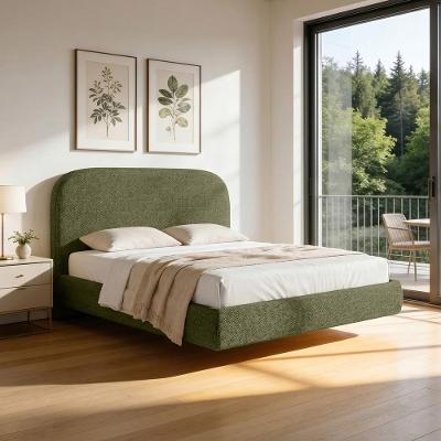 Cama Casal Flutuante Aura W01 com Cabeceira MDF Verde Lyam Decor