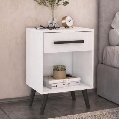 Mesa de Cabeceira Retrô CR35503 1 Gaveta MDP Branco Multimóveis 44.8CM