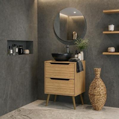 Conjunto de Banheiro CR10168 2 Gavetas sem Porta MDP TAMANHO 60CM Amêndoa Multimóveis