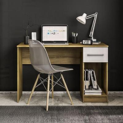Escrivaninha CR25356 Moderno 1 Gaveta MDP 120CM Mel e Branco Multimóveis