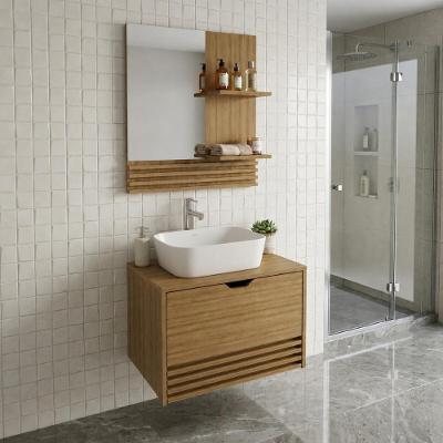 Armários Modulares de Banheiro CR10167 1 Porta 2 Prateleiras MDP TAMANHO 60CM Amêndoa Multimóveis