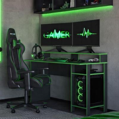 Mesa Gamer CR25357 Moderno MDP 136CM Grafite e Verde Multimóveis
