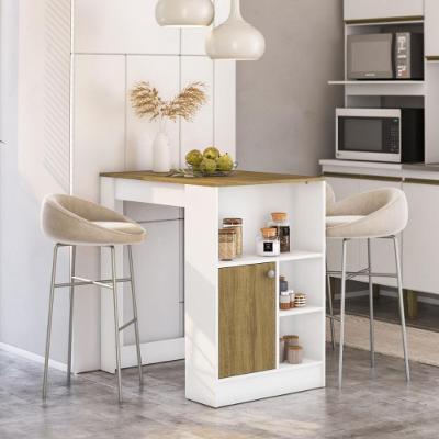 Balcão Modular CR20537 com 1 Porta e 3 Nichos em MDP 90CM Branco-Mel Multimóveis