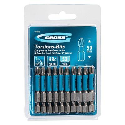 Bits PH3 50mm para Ferramentas de Impacto com Zona de Torção Azul Gross