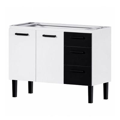 Gabinete para Cozinha Atena 3 Gavetas Aço Eletrogalvanizado 117CM Preto Cozimax