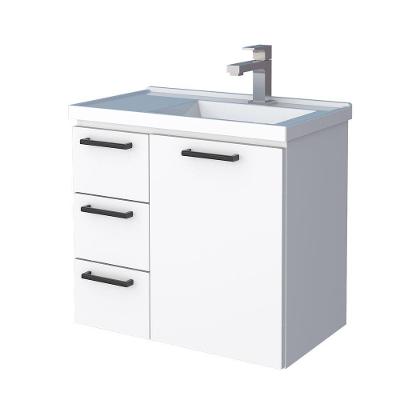 Gabinete para Banheiro Ameixa Bancada sem Porta 3 Gavetas Aço 62CM Branco