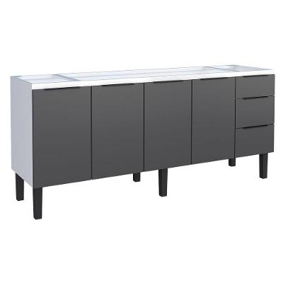Gabinete para Cozinha Júpiter 3 Gavetas Aço Eletrogalvanizado 192CM Preto Cozimax