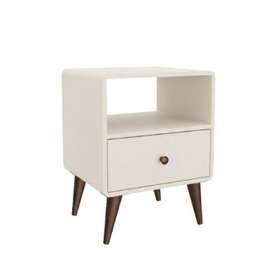 Mesa de Cabeceira Curve 1 Gaveta MDF-MDP Moderno Off White Movelbento