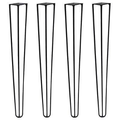 Kit 4 Pés Hairpin de Metal Gran Belo G41 para Mesa de Canto e Aparador 60cm Preto