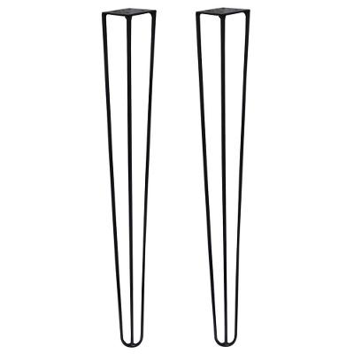 Kit 2 Pés de Mesa Hairpin Legs G41 com Ferro Maciço e Suporte Até 120kg Preto Gran Belo