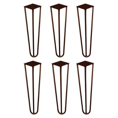 Kit 6 Pés de Metal Hairpin Legs Gran Belo G41 para Mesa Rack e Puffs 30cm 120kg Bronze Bivolt