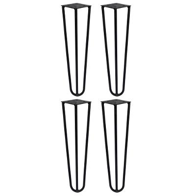 Pés para Móveis G41 Hairpin Legs Retos Aço 9CM Preto Fosco Kit 4 Gran Belo