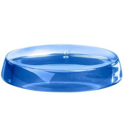 Saboneteira para Banheiro Oval Impermeável Azul Translúcido Pontto Lavabo 14CM