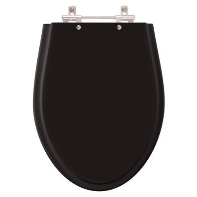 Assento Sanitário Alpinia Alongado Plástico Parafusado Convencional Preto 40CM Pontto Lavabo