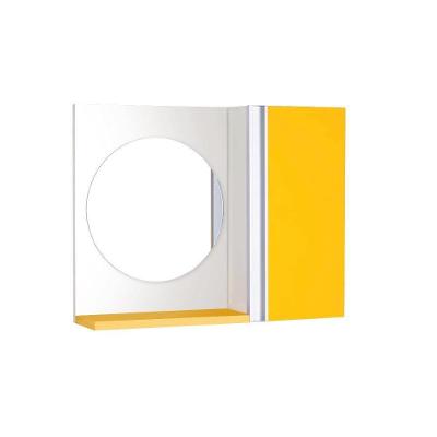 Armário para Banheiro com Espelho Redondo 1 Portas 2 Prateleiras MDP 58CM Amarelo Mercado