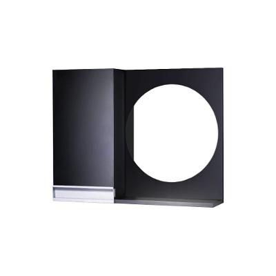 Armário para Banheiro com Espelho Redondo 1 Prateleira MDP 58CM Preto Pontto Lavabo