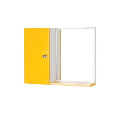 Armário para Banheiro com Espelho 1 Porta 2 Prateleiras MDP 58CM Amarelo Mercado das Prateleiras