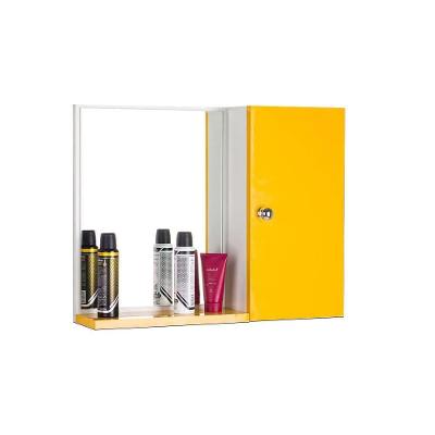 Armário para Banheiro com Espelho Suspenso 1 Prateleira MDP 58CM Amarelo Pontto Lavabo