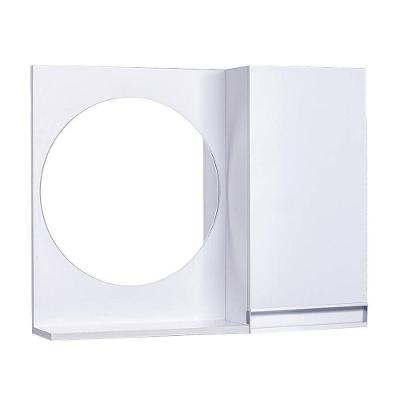 Armário para Banheiro com Espelho Redondo 1 Porta MDP 58CM Branco Mercado das Prateleiras