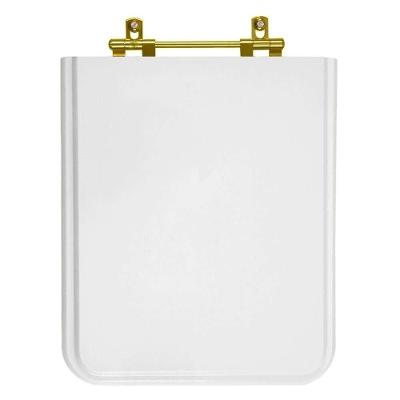 Assento Sanitário Square Quadrado MDF Convencional Ferragem Dourada Branco Pontto Lavabo 40CM