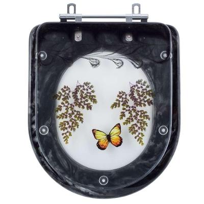 Assento Sanitário Borboleta Square Quadrado Resina Plástica Parafusado Convencional Preto 40CM