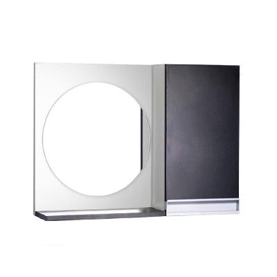 Armário para Banheiro Espelho Redondo 1 Porta 2 Prateleiras MDP 58CM Preto e Branco Mercado