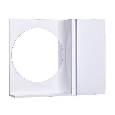 Armário para Banheiro Espelho Redondo Suspenso 1 Porta MDP 58CM Branco Mercado das Prateleiras