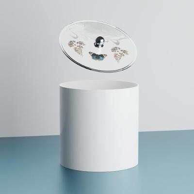 Lixeira Decorada 6,2L Plástico Tampa Removível Borboleta Azul Escuro Pontto Lavabo 20CM