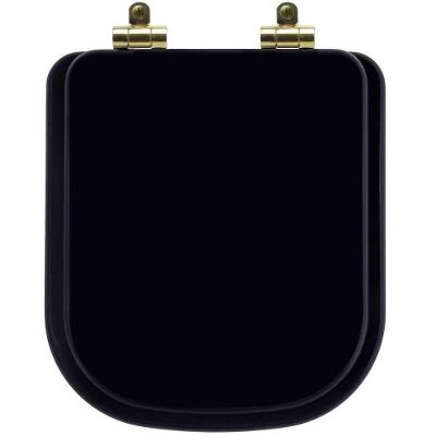 Assento Sanitário Quadra para Deca Quadrado Resina Plástica Fechamento Suave Preto com Ferragem