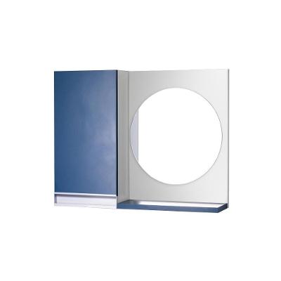 Armário para Banheiro com Espelho Redondo Azul 1 Prateleira MDP 58CM Azul Pontto Lavabo