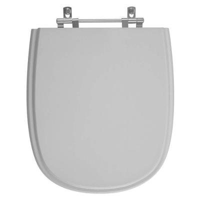 Assento Sanitário Sabatini Alongado MDF Fechamento Convencional Alumínio Anodizado Cinza Claro 40CM