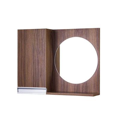 Armário para Banheiro com Espelho Redondo Nogal 1 Prateleira MDP 58CM Marrom Pontto Lavabo