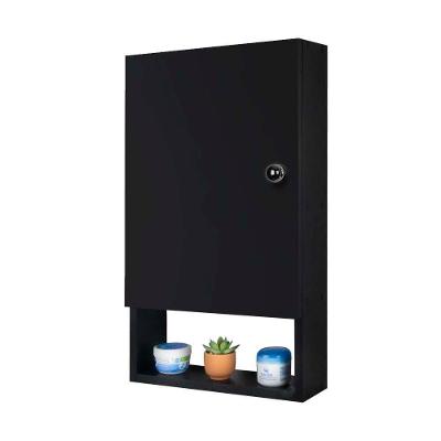 Armário para Banheiro Lavabo Nilo Suspenso MDP 34CM Preto Mercado das Prateleiras