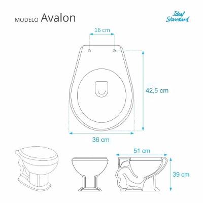 Assento Sanitário Avalon Ideal Standard Alongado Plástico Fechamento Convencional Ferragem Dourada