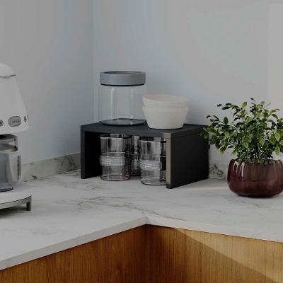 Nicho Multiuso Organizador de Bancada MDP 15mm com Design Funcional para Cozinha Ou Armário Preto