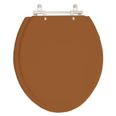 Assento Sanitário Fiori Oval MDF Fechamento Convencional Alumínio Anodizado Marrom Pontto Lavabo