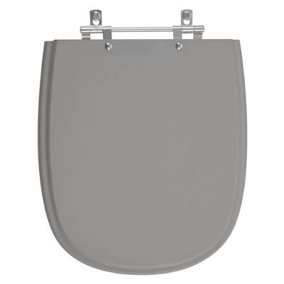 Assento Sanitário Donna Alongado MDF Fechamento Convencional Laqueado Cinza Escuro Pontto Lavabo