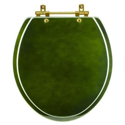 Assento Sanitário Oval MDF Fechamento Convencional Alumínio Dourado Verde Degradê Pontto Lavabo