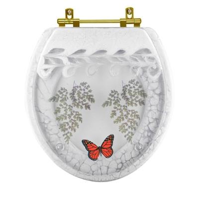 Assento Sanitário Avenca com Borboleta Vermelha Oval Resina Plástica Parafusado Convencional Branco