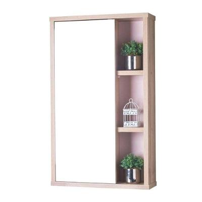 Armário para Banheiro Milano com Espelho 42CM Carvalho e Rosa Claro MDP Pontto Lavabo