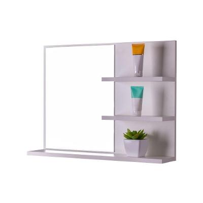 Armário para Banheiro Lugano sem Porta 3 Prateleiras MDP com Espelho 60CM Branco Mercado