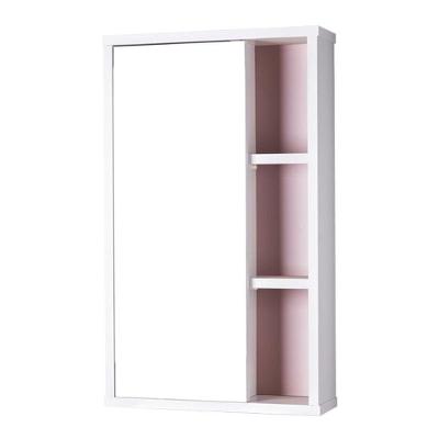 Armário para Banheiro Milano com Espelho MDP 42CM Branco e Rosa Pontto Lavabo