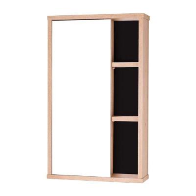 Armário para Banheiro Milano 1 Porta 2 Prateleiras MDP com Espelho 42CM Preto e Carvalho Mercado