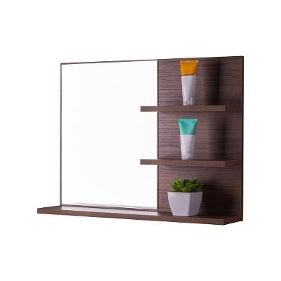 Armário para Banheiro Lugano sem Porta 3 Prateleiras MDP com Espelho 60CM Marrom Mercado